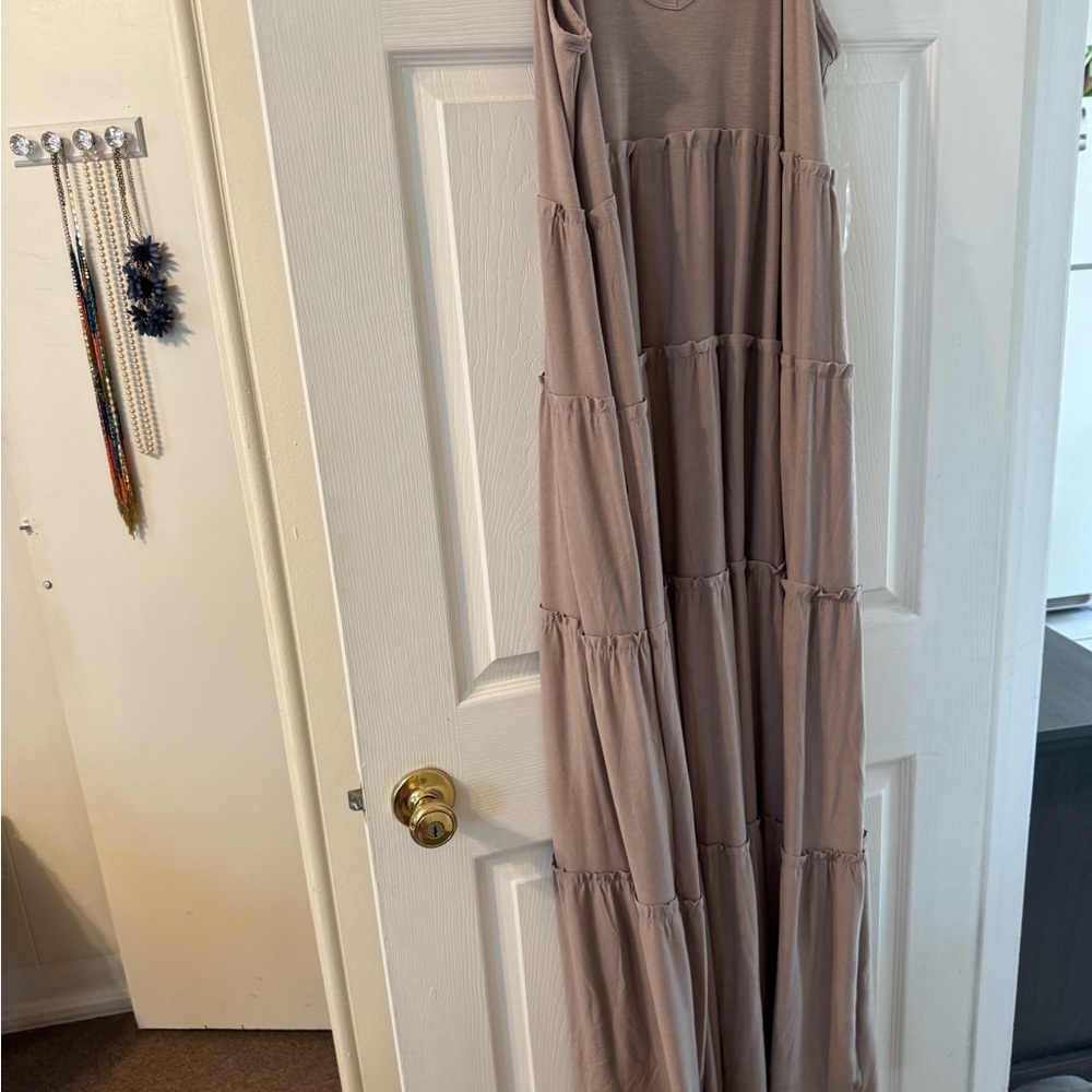 Elegant Tan Maxi Dress